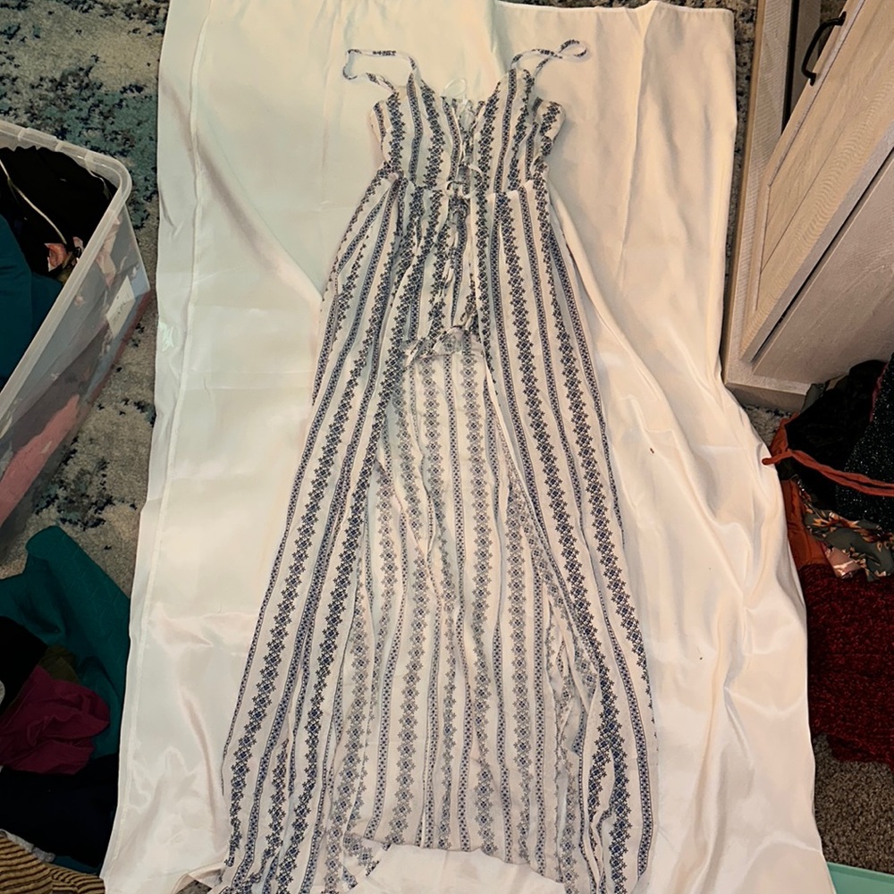 Blue/White Maxi Romper